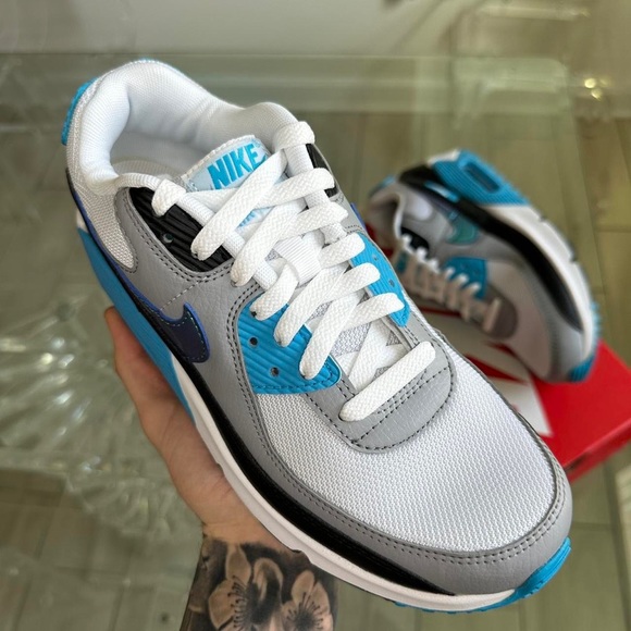 NEW NIKE AIR MAX 90 WHITE BLUE - Picture 2 of 4